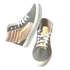 Vans SK8-Hi Sneaker Skate Casual Pink/Gray Shoe Womens 6.5 Platform Canvas Missy
